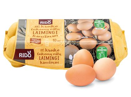 Ant kraiko laikomų vištų kiaušiniai RIDO, 530 g, rudi, 1 dėž. (10 vnt.)