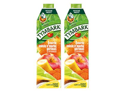 Įvairių vaisių ir morkų gėrimas TYMBARK*, 2 pak. × 1 l