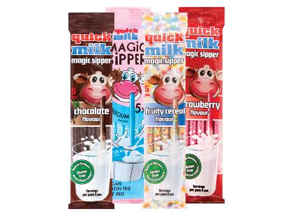 Skoniniai šiaudeliai pienui QUICK MILK*, 4 rūšių, 2 pak. × 30 g