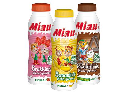 Pieno gėrimas MIAU, 3 rūšių, 2,3–2,6 % rieb., 450 ml