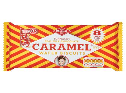 Vafliniai batonėliai su karamelės įdaru TUNNOCK’S*, 240 g, 1 pak. (8 vnt.)