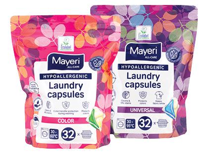 Skalbiamosios kapsulės MAYERI HYPOALLERGENIC*, 2 rūšių, 1 pak. (32 vnt.)