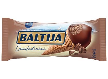 Šokoladiniai valgomieji ledai ragelyje BALTIJA su vaflių gabaliukais*, 81 g