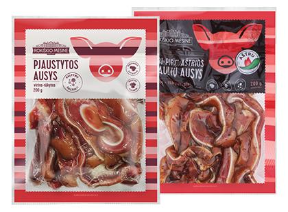 ROKIŠKIO MĖSINĖS rūkytos pjaustytos kiaulių ausys*, 2 rūšių, a. r.; l r., 200 g