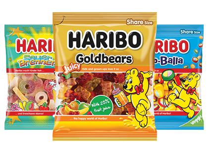 Guminukai HARIBO*, 3 rūšių, 160 g