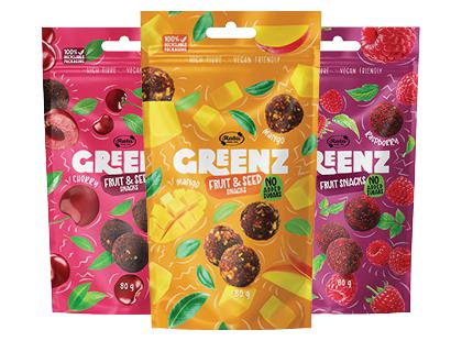 Džiovintų vaisių ir sėklų užkandžiai RŪTA GREENZ*, 3 rūšių, 80 g