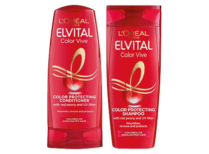 Prekė: Plaukų šampūnas; balzamas ELVITAL COLOR-VIVE, 2 rūšių, 400 ml