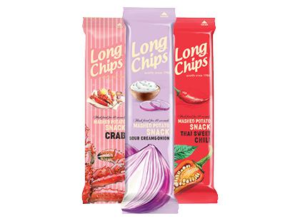 Traškus užkandis LONG CHIPS*, 3 rūšių, 75 g