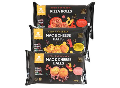 Šaldyti makaronų rutuliukai; picos suktinukai FOOD STORIES*, 3 rūšių, 220–252 g
