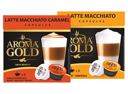Kavos kapsulės AROMA GOLD*, 4 rūšių, 2 vnt. × 1 dėž. (16 vnt.)