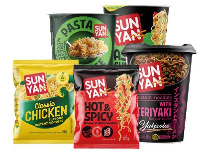 Perkant 2 ar daugiau greitai paruošiamų makaronų SUN YAN, taikoma 50 % nuolaida*