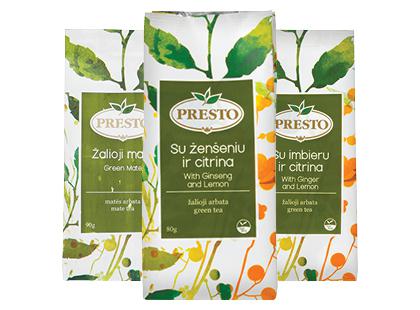 Žalioji arbata PRESTO*, 3 rūšių, 80–90 g