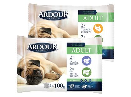 Konservuotas šunų ėdalas ARDOUR*, 2 rūšių, 1 pak. (4 vnt. × 100 g)