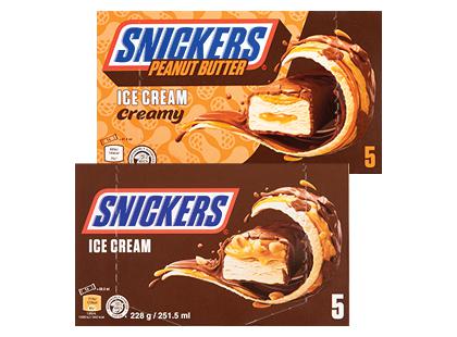 Valgomieji ledai SNICKERS; SNICKERS CREAMY*, 2 rūšių, 195–228 g