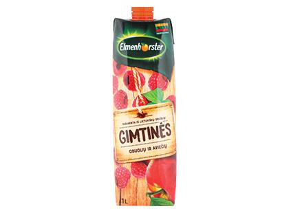 GIMTINĖS obuolių ir aviečių sulčių gėrimas ELMENHORSTER*, 1 l