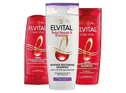 Plaukų šampūnas; kondicionierius L’OREAL ELVITAL, 3 rūšių, 200–250 ml