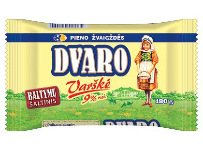 DVARO pusriebė varškė*, 9 % rieb., 180 g