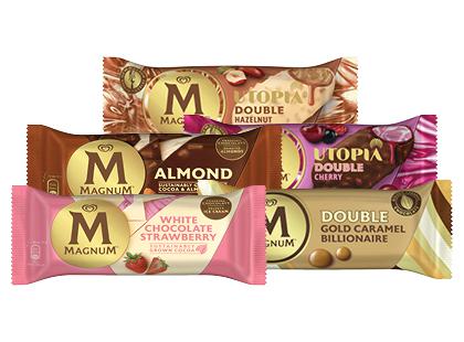 Valgomieji ledai ant pagaliuko MAGNUM*, 5 rūšių, 71–83 g
