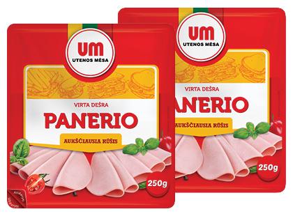 UTENOS MĖSOS virta pjaustyta PANERIO dešra, a. r., 2 pak. × 250 g