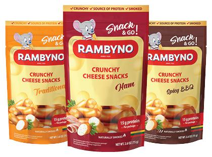 Lydytas rūkytas RAMBYNO sūrio užkandis*, 3 rūšių, 45 % rieb. s. m., 75 g