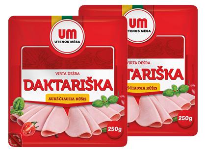 Virta pjaustyta UTENOS MĖSOS DAKTARIŠKA dešra, a. r., 2 pak. × 250 g