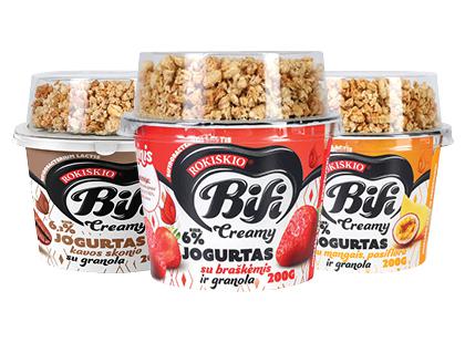 ROKIŠKIO valgomasis jogurtas BIFI*, 3 rūšių, 6–6,3 % rieb., 200 g