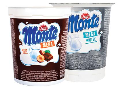 Šokoladinis; pieninis desertas ZOTT MONTE MEGA*, 2 rūšių, 400 g