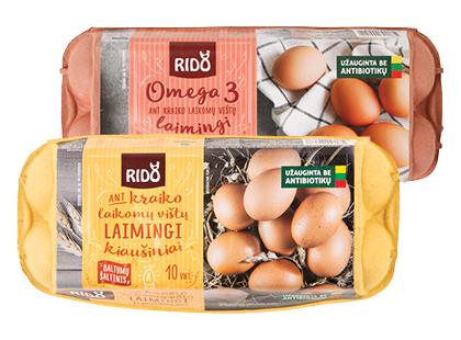 Ant kraiko laikomų vištų kiaušiniai RIDO, 2 rūšių, rudi, 1 dėž. (10 vnt.)