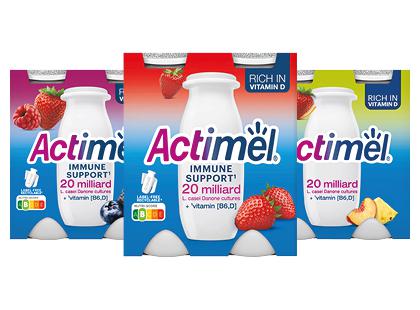 Fermentuotas jogurto gėrimas ACTIMEL, 3 rūšių, 1,5 % rieb., 1 pak. (4 but. × 100 g)