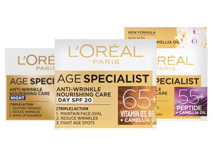 Dieninis; naktinis veido kremas L’OREAL AGE SPECIALIST*, 3 rūšių, 50 ml