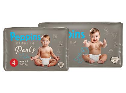 Sauskelnės-kelnaitės PEPPINS PREMIUM*, 2 rūšių, 4; 3 dydžiai, 1 pak. (39; 56 vnt.)