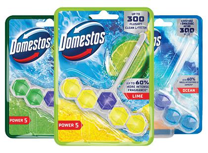 WC valiklis-gaiviklis DOMESTOS POWER 5*, 3 rūšių, 1 vnt.