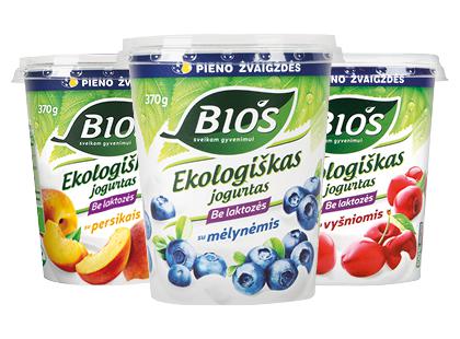 Ekologiškas jogurtas BIOS be laktozės, 3 rūšių, 3,1 % rieb., 370 g