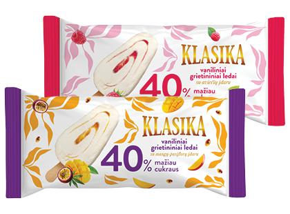 Valgomieji grietininiai ledai ant pagaliuko KLASIKA*, 2 rūšių, 50 g