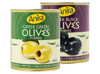 Graikiškos juodosios; žaliosios alyvuogės ANIRA, 2 rūšių, 820 g