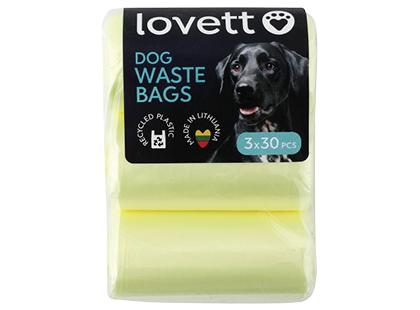 Šunų ekskrementų maišeliai LOVETT*, 1 pak. (3 rit. × 30 vnt.)
