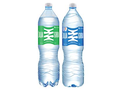 Natūralus gazuotas; negazuotas mineralinis vanduo ŽALIA GIRIA*, 2 rūšių, 1,5 l