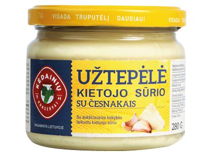 KĖDAINIŲ KONSERVŲ FABRIKO kietojo sūrio užtepėlė su česnakais*, 55 % rieb. s. m., 280 g