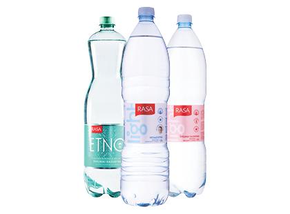 Negazuotas; švelniai gazuotas mineralinis vanduo RASA*, 3 rūšių, 1,5 l