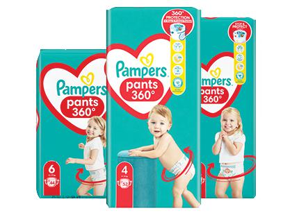 Sauskelnės-kelnaitės PAMPERS PANTS 360*, 3 rūšių, 6; 4; 5 dydžiai, 1 pak. (52; 44; 48 vnt.)