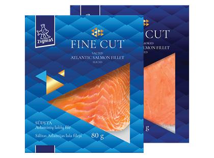 Sūdyta; šaltai rūkyta atlantinų lašišų filė ZIGMAS FINE CUT*, 2 rūšių, 80 g
