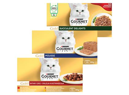 Konservuotas kačių ėdalas PURINA GOURMET GOLD*, 3 rūšių, 1 pak. (4 vnt. × 85 g)
