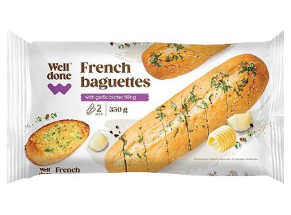 Šaldytas prancūziškas batonas WELL DONE su česnakais*, 1 maiš. (2 vnt. × 175 g)
