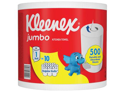 Popieriniai rankšluosčiai KLEENEX JUMBO, 2 sluoksnių, 1 rit. (500 lapelių)