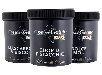 Grietininiai valgomieji ledai CASA DEL GELATO*, 3 rūšių, 350 g