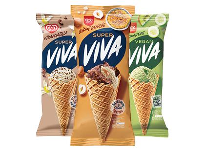 Valgomieji ledai ragelyje SUPER VIVA*, 3 rūšių, 96–100 g
