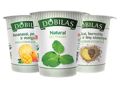 Valgomasis ekologiškas jogurtas DOBILAS*, 3 rūšių, 2,5–3,8 % rieb., 300 g