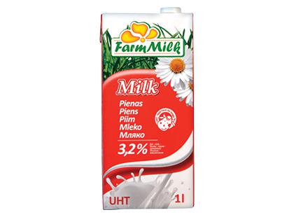 UAT pienas FARM MILK, 3,2 % rieb., 1 l