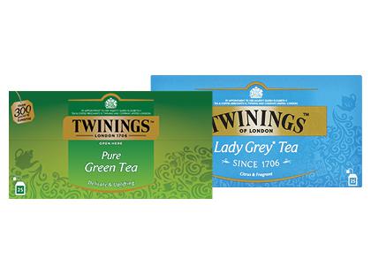 Žalioji; juodoji arbata TWININGS*, 2 rūšių, 1 dėž. (25 vnt.)