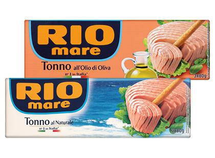 Tunų pjausniai sūryme; alyvuogių aliejuje RIO MARE*, 2 rūšių, 1 pak. (3 vnt. × 80 g)